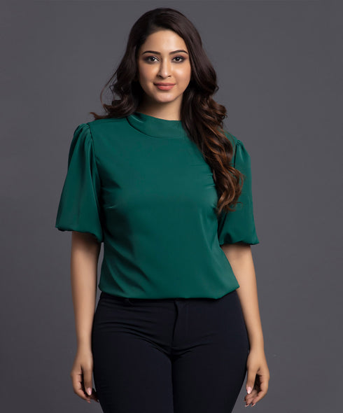 Motf Premium Chiffon Balloon Sleeve Top